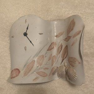 Handmade Clay Seashell/leaf Clock